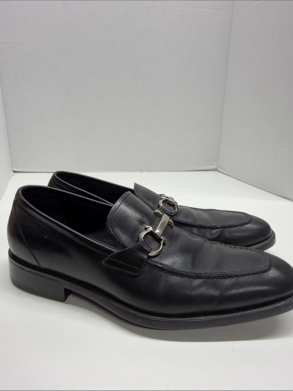 Salvatore Ferragamo Loafers Leather Horse Bit Loafer Shoes Black Mens Size 8 B - Picture 2 of 9
